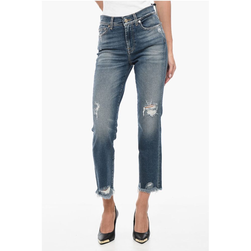 2275 7 For All Mankind LUXE VINTAGE Distressed Cropped Women's Denims