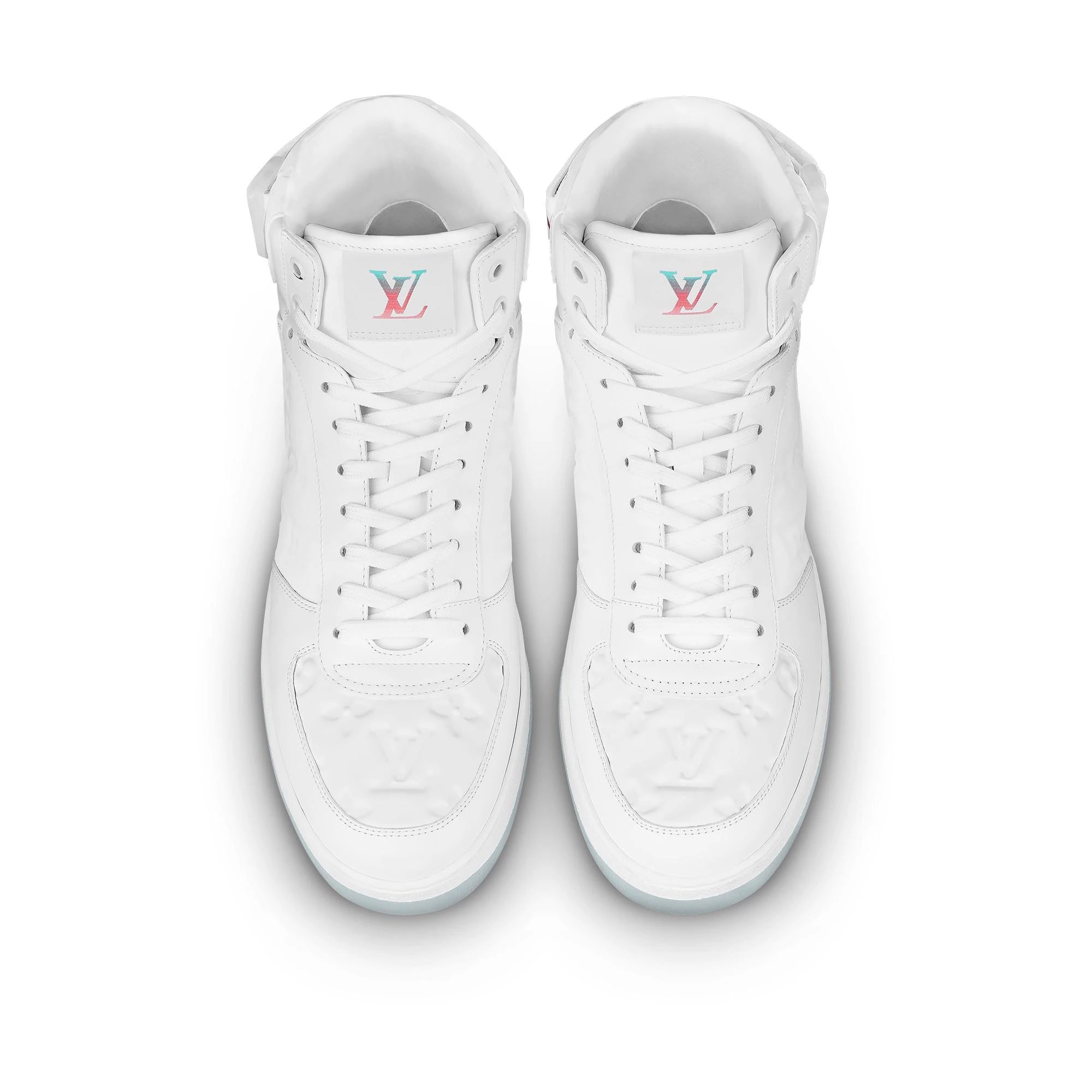 LOUIS VUITTON RIVOLI MONOGRAM LEATHER HI TOP SNEAKERS