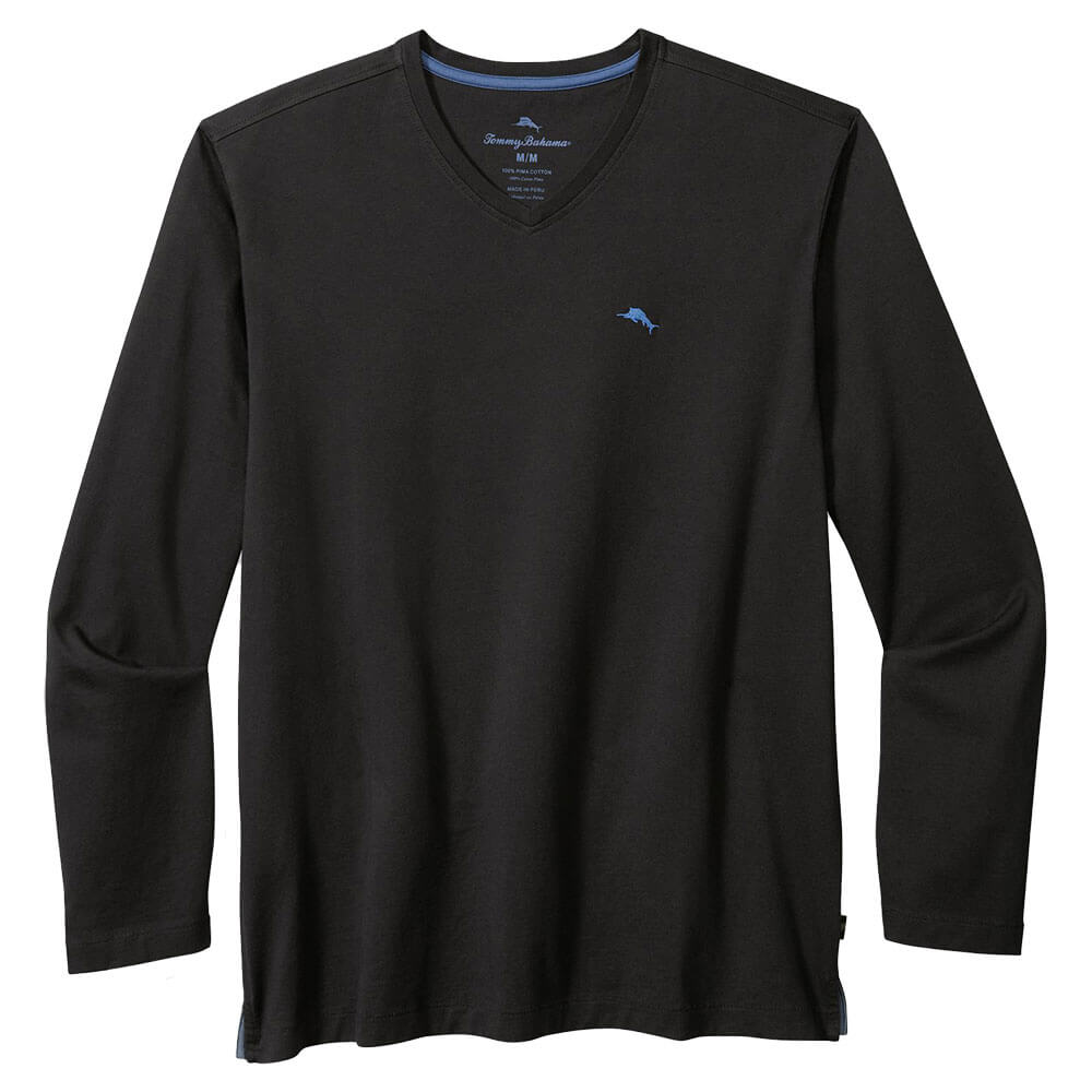 TOMMY BAHAMA MENS Tommy Bahama Bali Skyline V Neck Long Sleeve T Shirt   Black