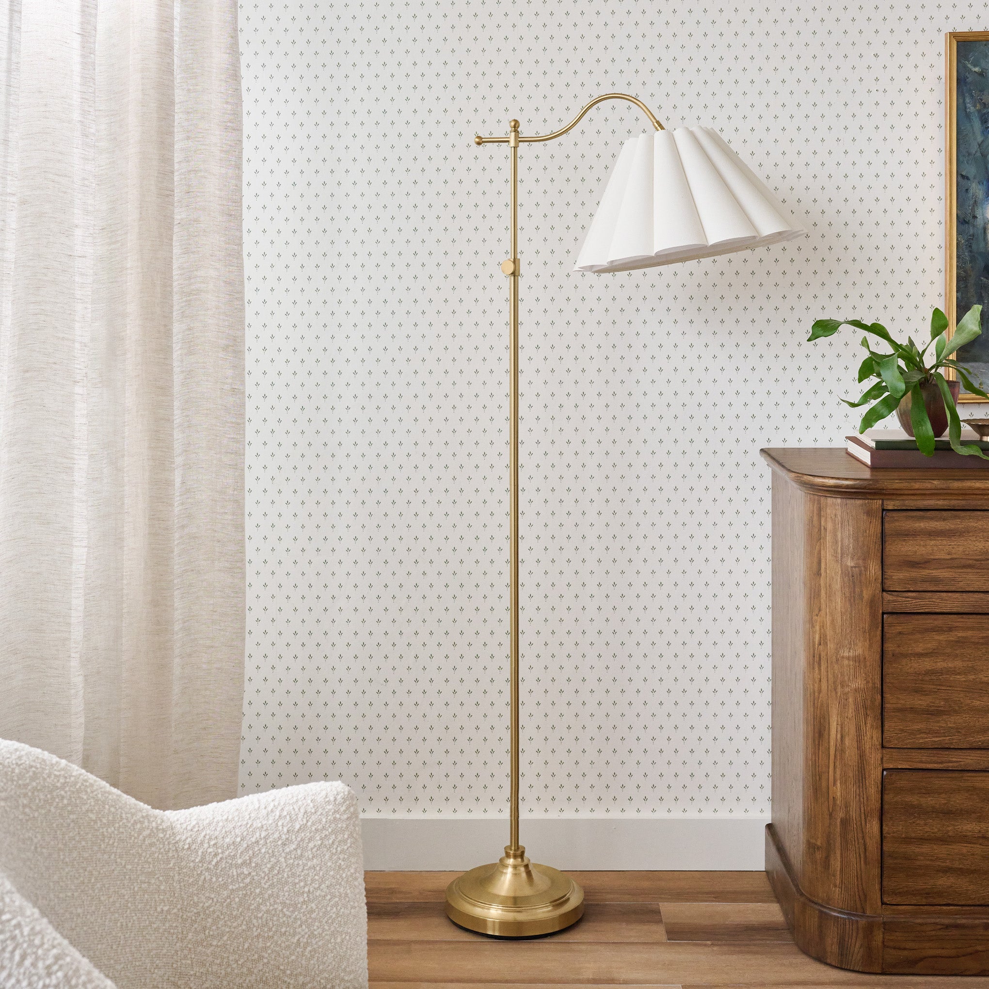 VND6475 STYLECRAFT HOME COLLECTION Odette Floor Lamp with Scallop Shade