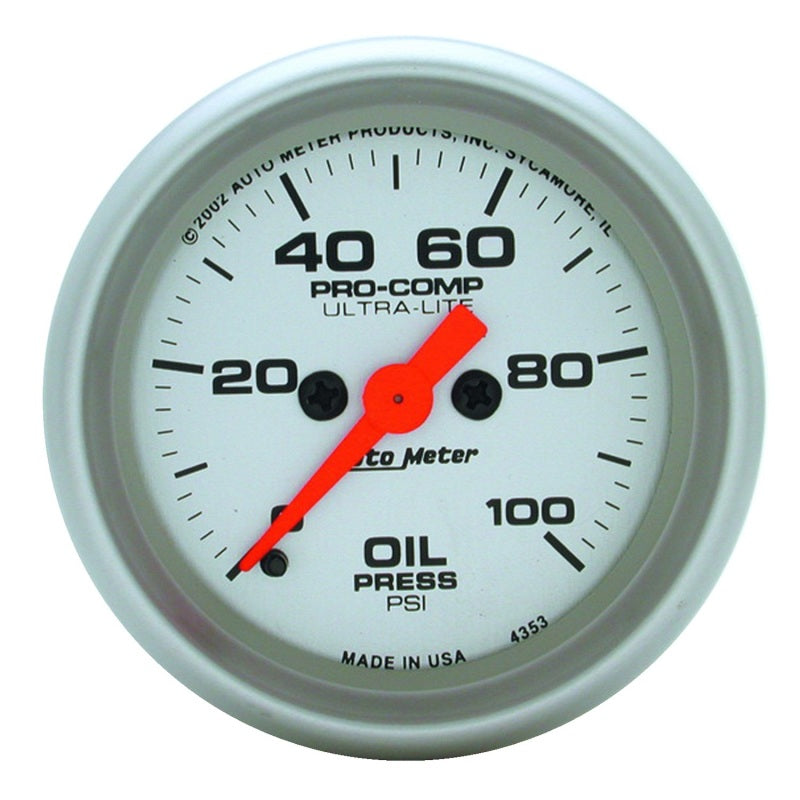 Autometer Ultra Lite 52mm 0 100 PSI Full Sweep Electronic Oil Pressure Gauge