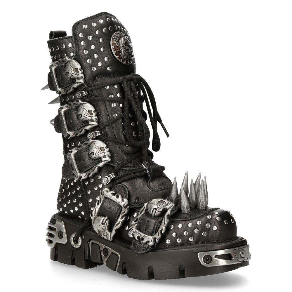 2935 New Rock Black Leather Studded Gothic Boots 1535 S1