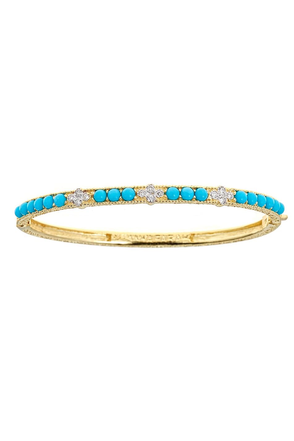 TANYA FARAH Turquoise & White Diamond Cluster Bangle