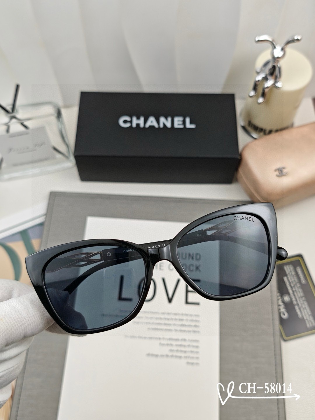 Chanel Women's Holiday Casual Sunglasses Cat Eye Black Frame 58014 63 17 140
