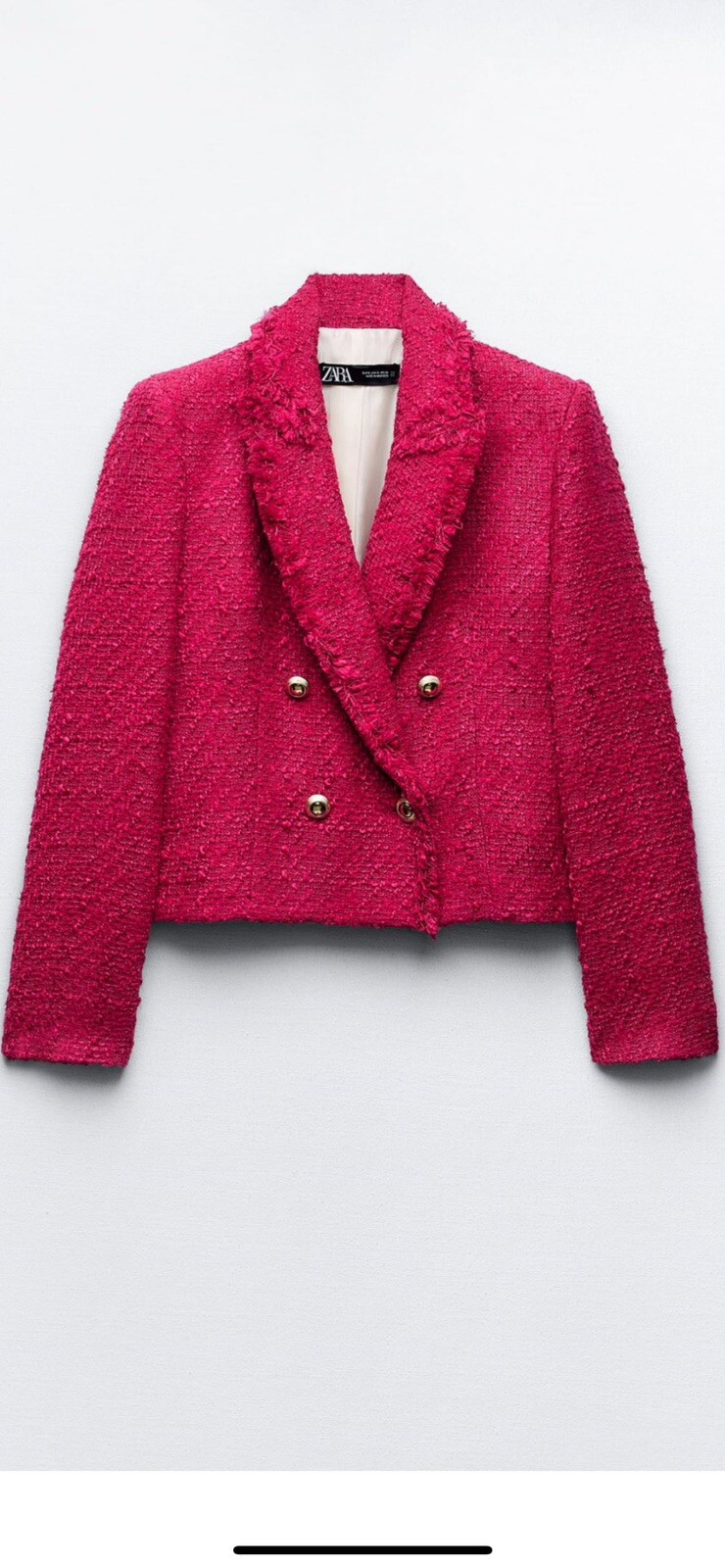 100% Authentic ZARA Double Breasted Frayed Cropped Blazer $89.90+Tax Size: XS