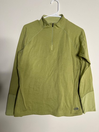 The North Face Vapor Wick Long Sleeve Shirt Quarter Zip Olive Green Waffle Large