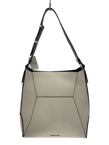 Borsa a tracolla CHARLES & KEITH Nasrin tote geometrica pelle bianca usata