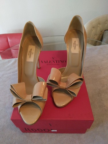 Décolleté Valentino GARAVANI fiocco grande nuda in pelle verniciata punta aperta taglia 9 1 2 B $695