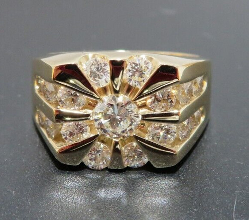 14K YG MEN'S DIAMOND CLUSTER RING 1.15 tcw SZ 11.25 12.24MM WIDE 12.65g(AI 2287