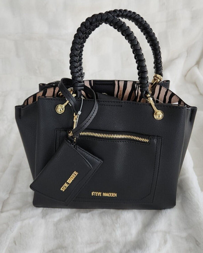 Borsa a tracolla Steve Madden BFLYNN con custodia per carte di credito nera nuova con etichette