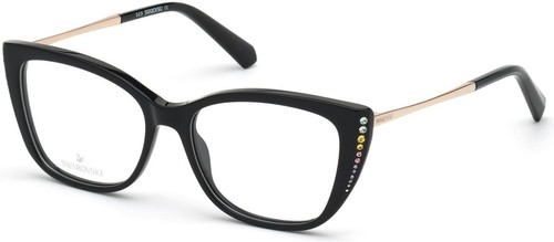 Swarovski SK 5366 001 Black Cat Eye Plastic Optical Eyeglasses Frame 52 15 140