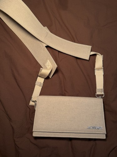 Jacquemus Men Le Bambino Homme La Papier Light Greige Canvas Crossbody Bag