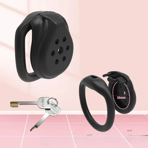 Flat Chastity Cage with Base Locks Rings Alternative Chastity Devices Belt
