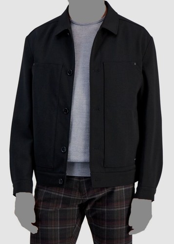 Giacca cappotto Hugo Boss uomo nero foderato regular fit tinta unita lana vergine taglia L