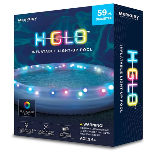 HGlo Inflatable LED 3 Ring Pool 59" Diameter Multicolor LEDs with Flashing Modes