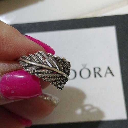 Pandora Sterling Silver Light as a Feather Ring  190886CZ Size 56