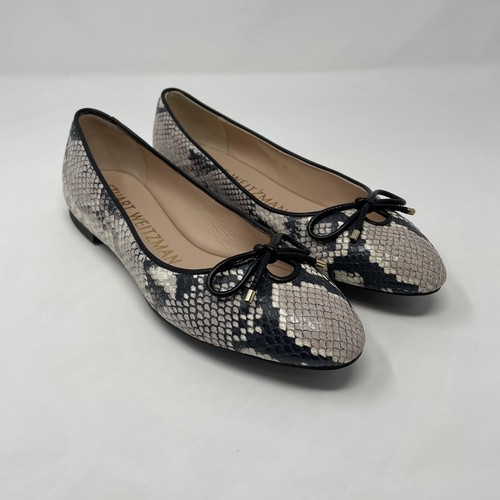 Stuart Weitzman Gabby Ballet Slip On Flats Roccia Grey Snake Leather US 7