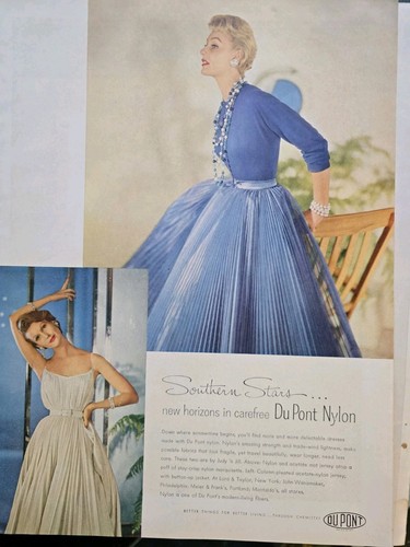 Abito donna rosso Dior Hostess 1954 Sag no mor Wyner jersey vintage pubblicità moda