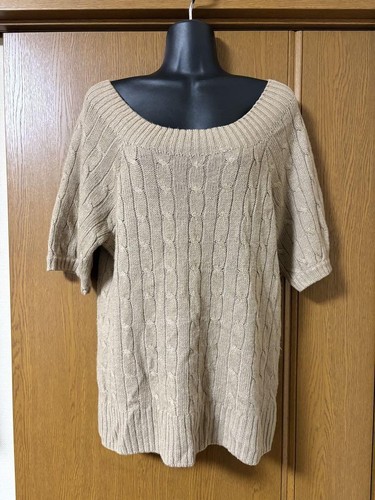 LAUREN RALPH LAUREN Unu Ralph Lauren Linen Cashmere S S Off the Shoulder Sweater Top Beige XL