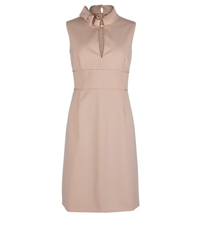 Abito tubino ROSSO VALENTINO poudre blush rosa figa fiocco cravatta collo buco della serratura 46 8 10