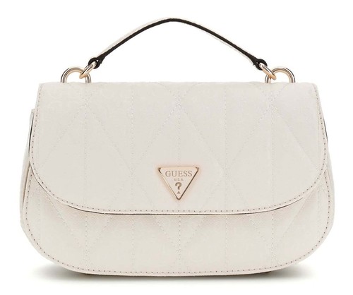 GUESS Aldina Top Handle Flap Crossbody Bag Cream White