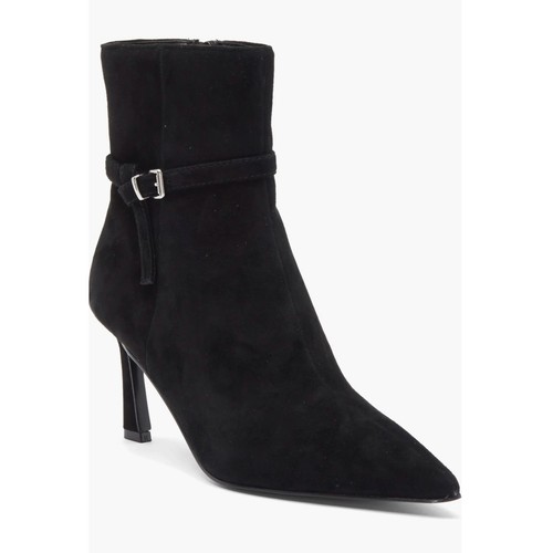 Stivaletti Steve Madden Layan 7 neri scamosciati nuovi senza etichette tacco abito fibbia predisposto