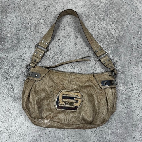 Borsa a tracolla vintage Guess Y2K Avant Garde fibbia logo baguette