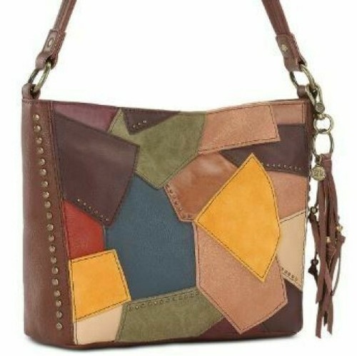 Borsa a tracolla The SAK marrone top zip tote multi patchwork indio mix borchie in pelle