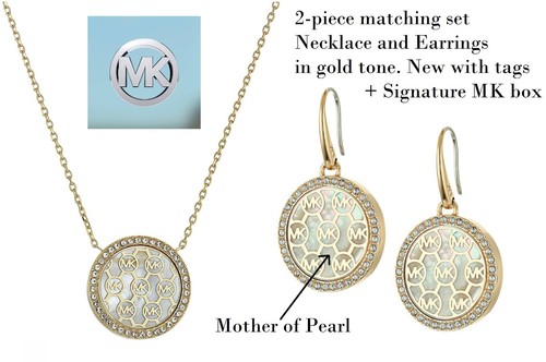 Michael Kors set 2 pz collana e orecchini abbinati gioielli donna nuovi con etichette in scatola MK