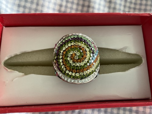 Unico Splendido Anello in Argento Sterling Swarovski Grande Cristallo Misura.8 5 Nuovo