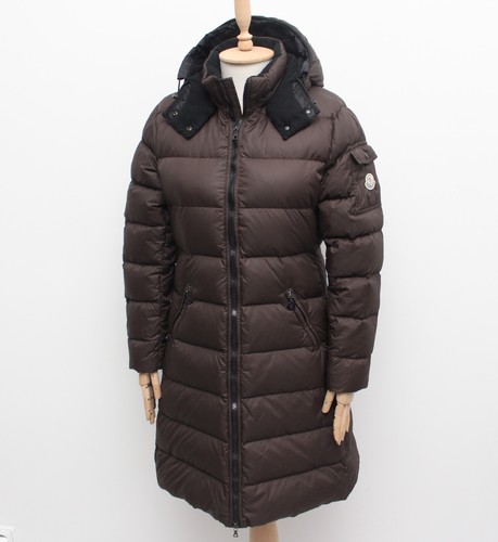 Cappotto donna MONCLER moka trapuntato lungo piumino imbottito giacca con cappuccio RARO 2 ~S M