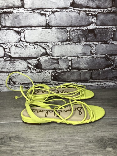 Sandali donna Sam Edelman Tihana verde lime in pelle con cinturino e gambe taglia 6 5 M US
