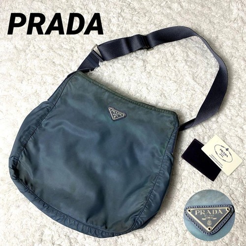 Prada Nylon Shoulder Bag Large Capacity Blue U M712