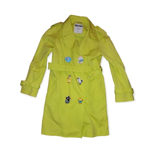Moschino Couture Milano Donna 6 EU 40 Trench Verde Lime Spille Animali