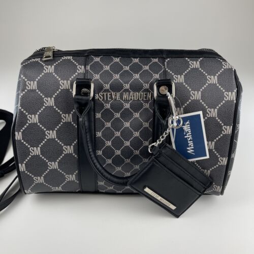 Borsa a tracolla Steve Madden grigia con logo SM nuova con etichetta + borsone porta carte
