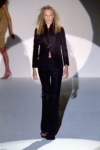 BALENCIAGA Le Dix pantaloni a gamba dritta neri a spina di pesce minimalisti 42 Ghesquiere