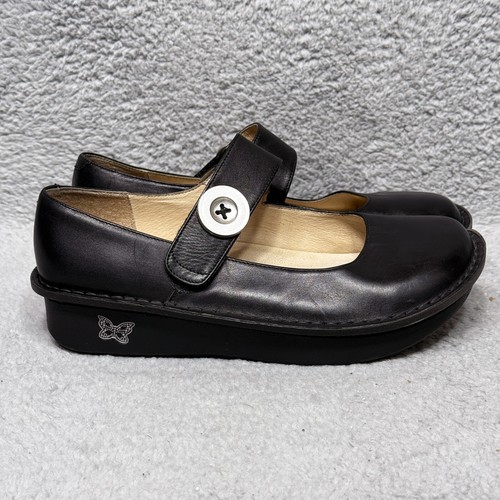Alegria Paloma Womens Size 39 US 9 Mary Jane Shoes Black Napa Leather PAL 601