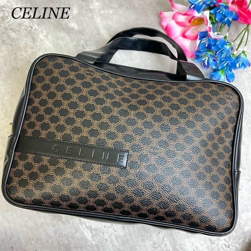 CELINE Macadam Tote Bag Borsa a Mano Logo PVC Pelle Vintage USATA Autore #S2093