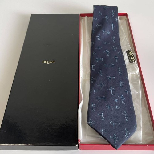 CELINE cravatta uomo seta originale usata cravatta abito classico lusso multicolore A103
