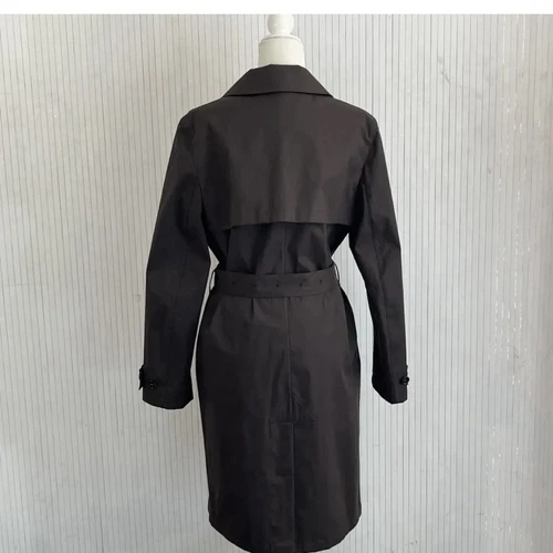 Trench donna Bottega Veneta nero cotone antipioggia taglia 38 con interno verde