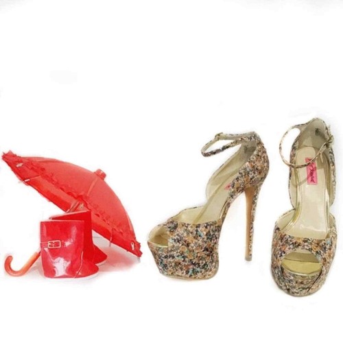 BETSEY JOHNSON Betsy Johnson scarpe tacco donna taglia 10 M plateau stiletto multicolore floreale