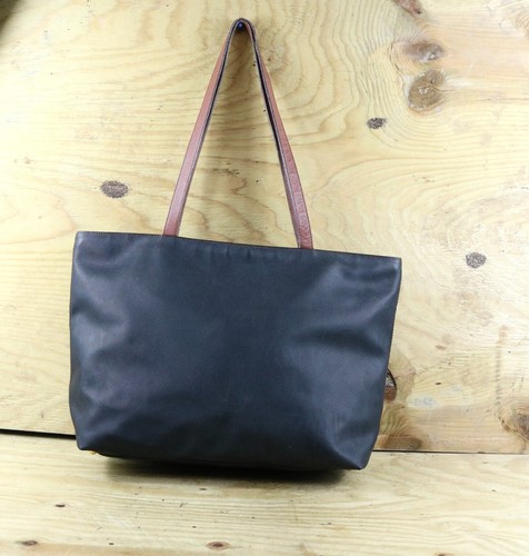 Borsa Bottega Veneta nera rivestita tela pelle Marco Polo tote bag vintage Italia anni 80