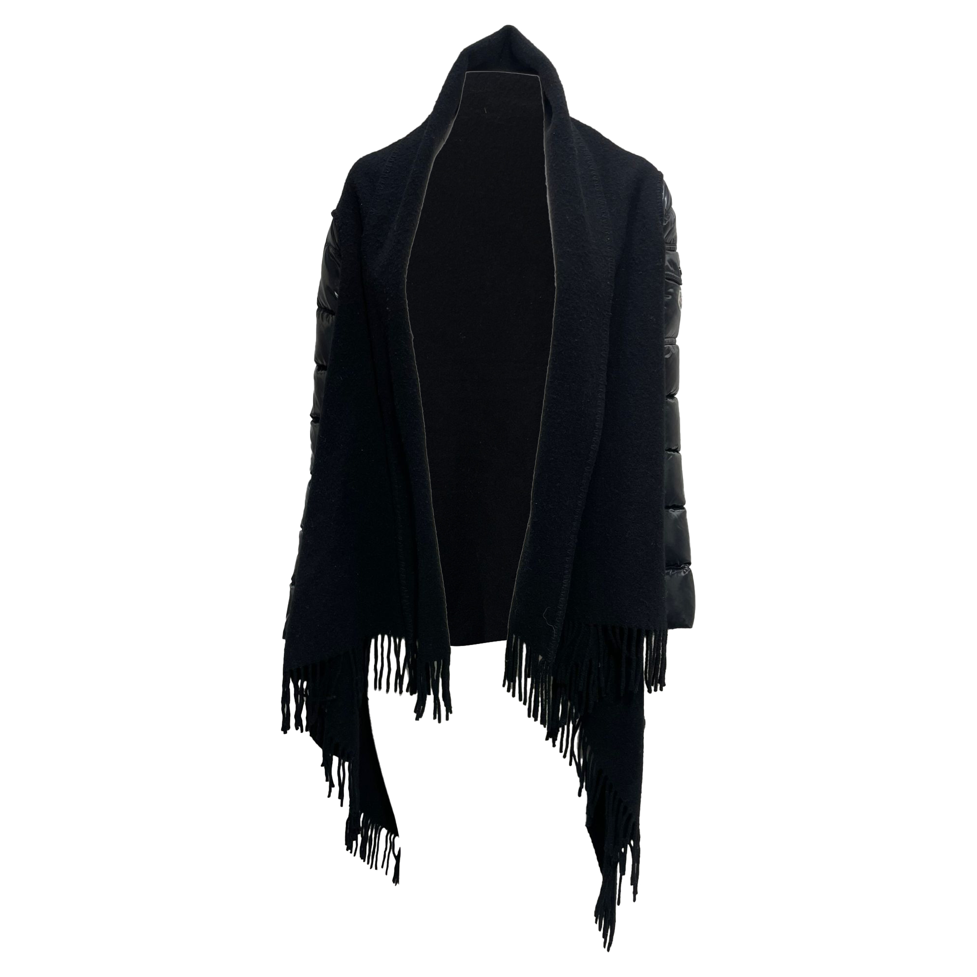 Moncler Mantella piumino manica puffer cappotto mantello in lana vergine donna nero S