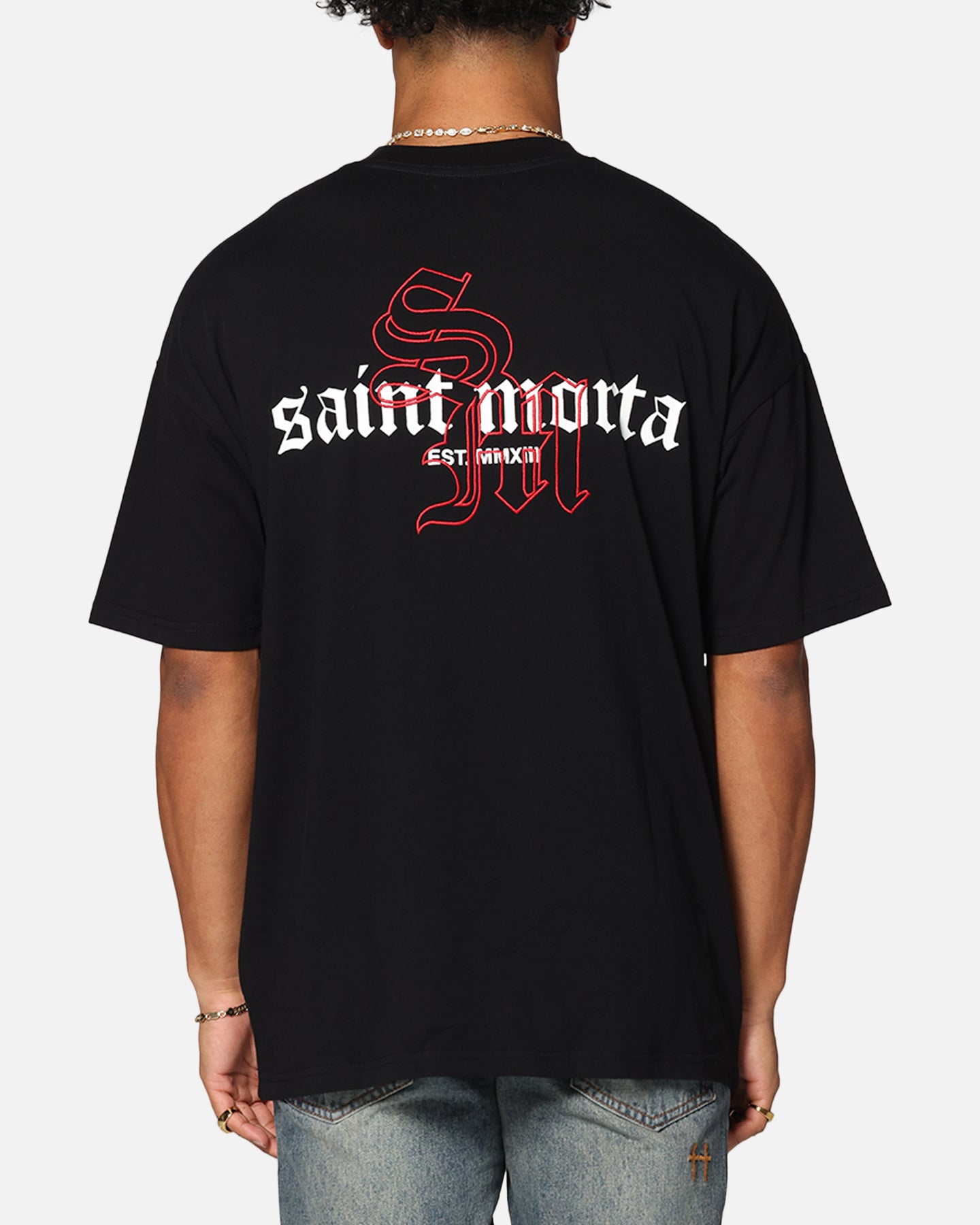 Saint Morta Heritage Boxy T Shirt Black Red