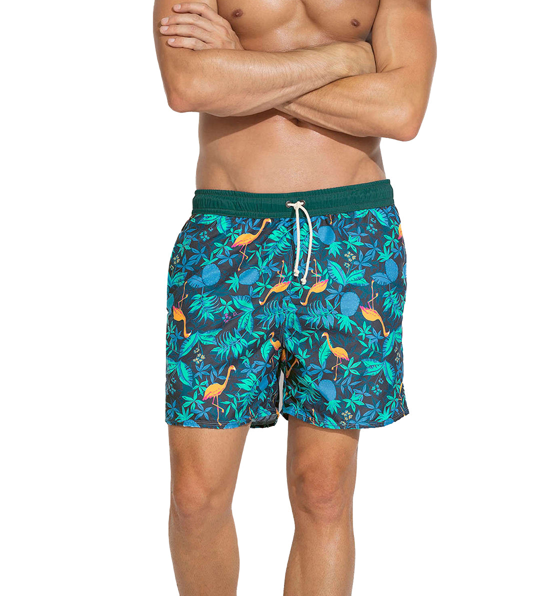 LEO Men's Short Loose Fit Contrast Swim Trunk (505024)   Tropical Blue