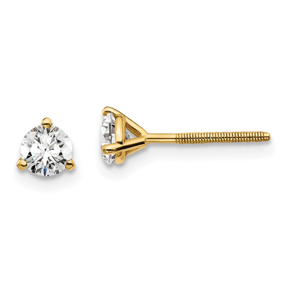 2864 14k Gold 1 2 ct Round Lab Grown Diamond Stud Earrings Screw Back VS Clarity  D E Color