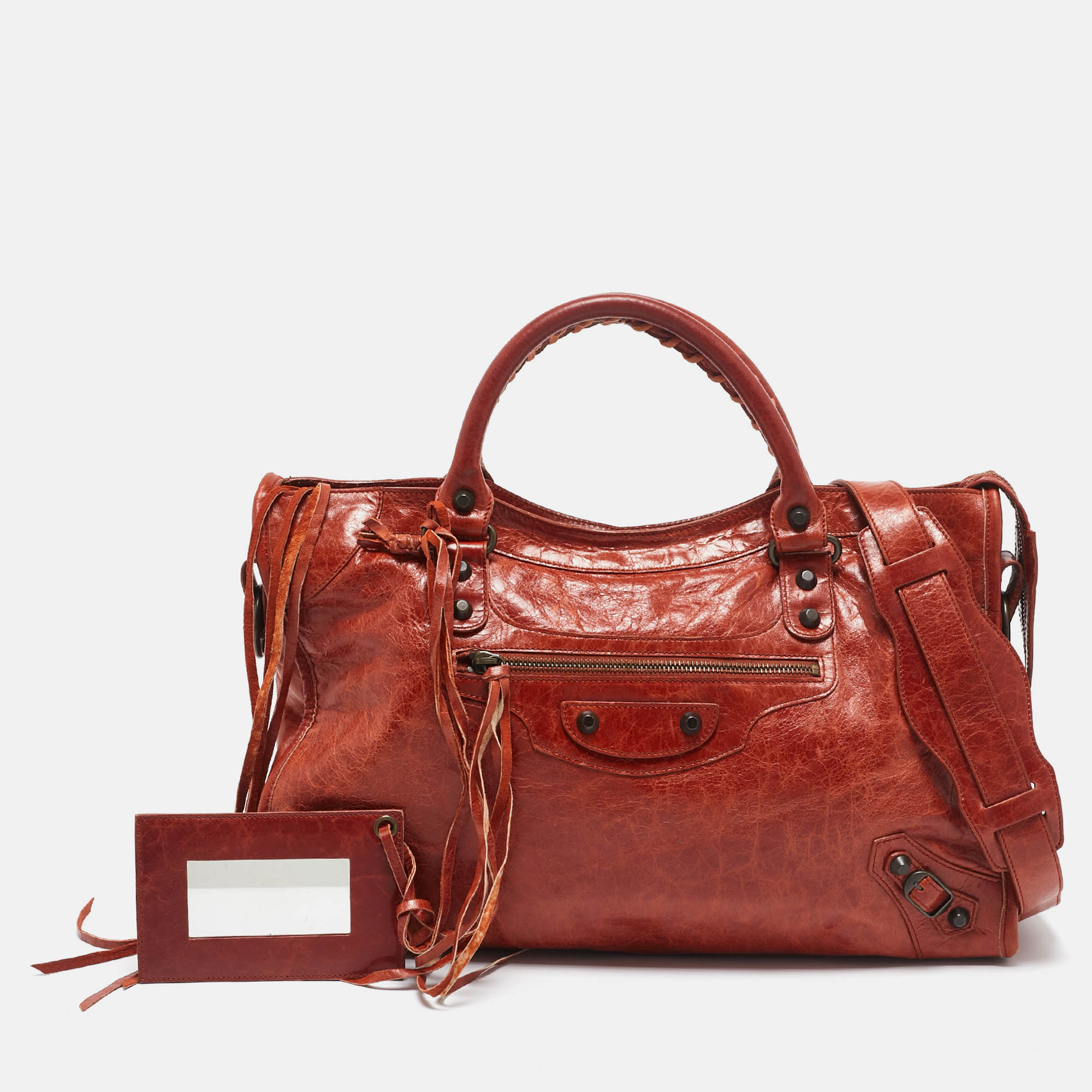 2613 Balenciaga Brown Leather Rh Classic City Tote