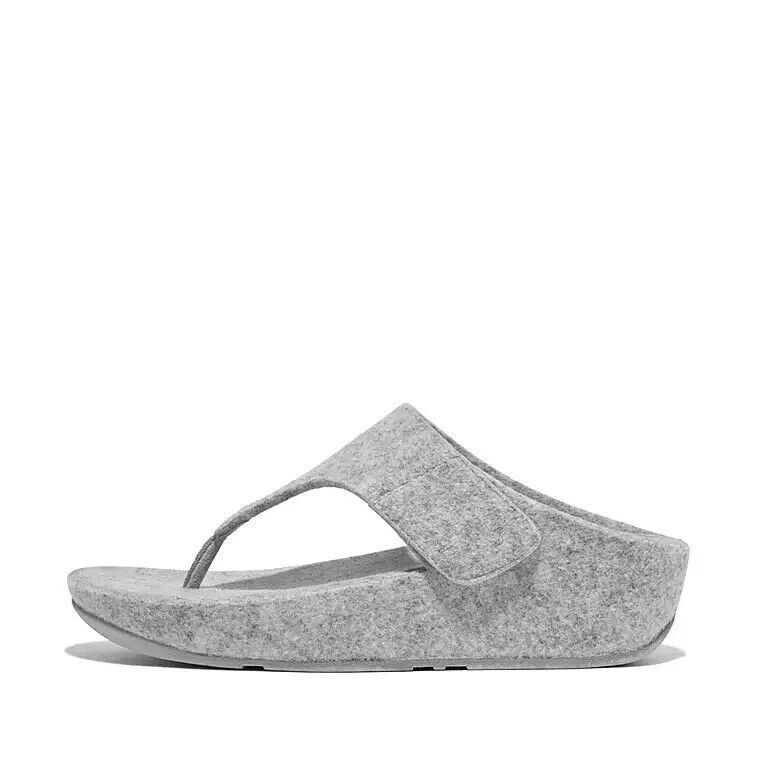 2735 FitFlop Shuv E01 FR7 A06 Toe Post Sandals Women's Tiptoe Gray Adjustable Felt