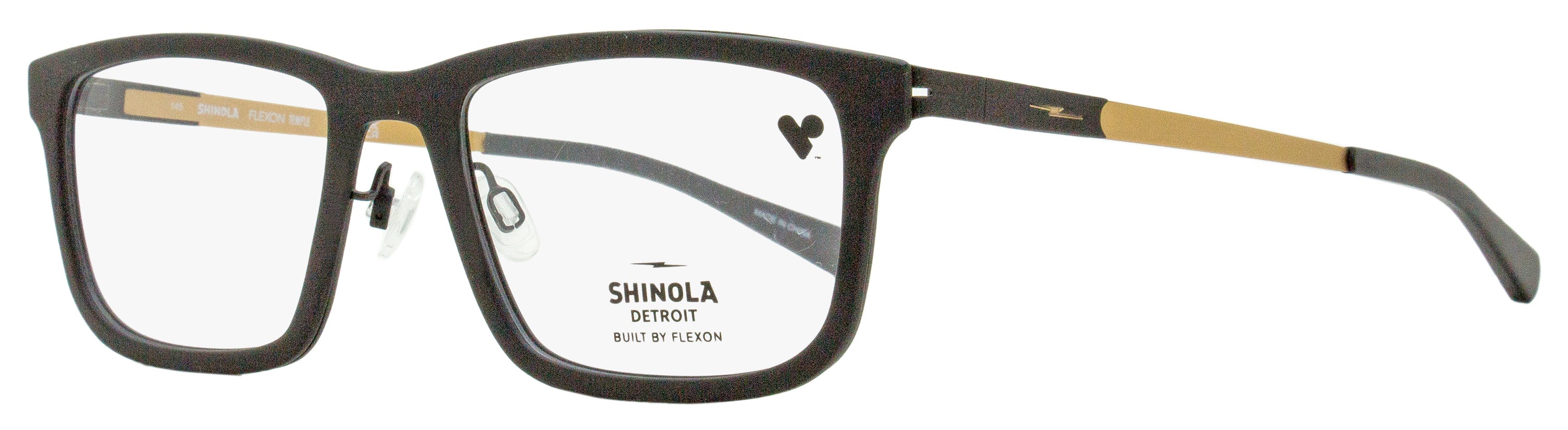 2279 Shinola Men's Flexon Temple Eyeglasses SH37000 001 Matte Black Gold 55mm