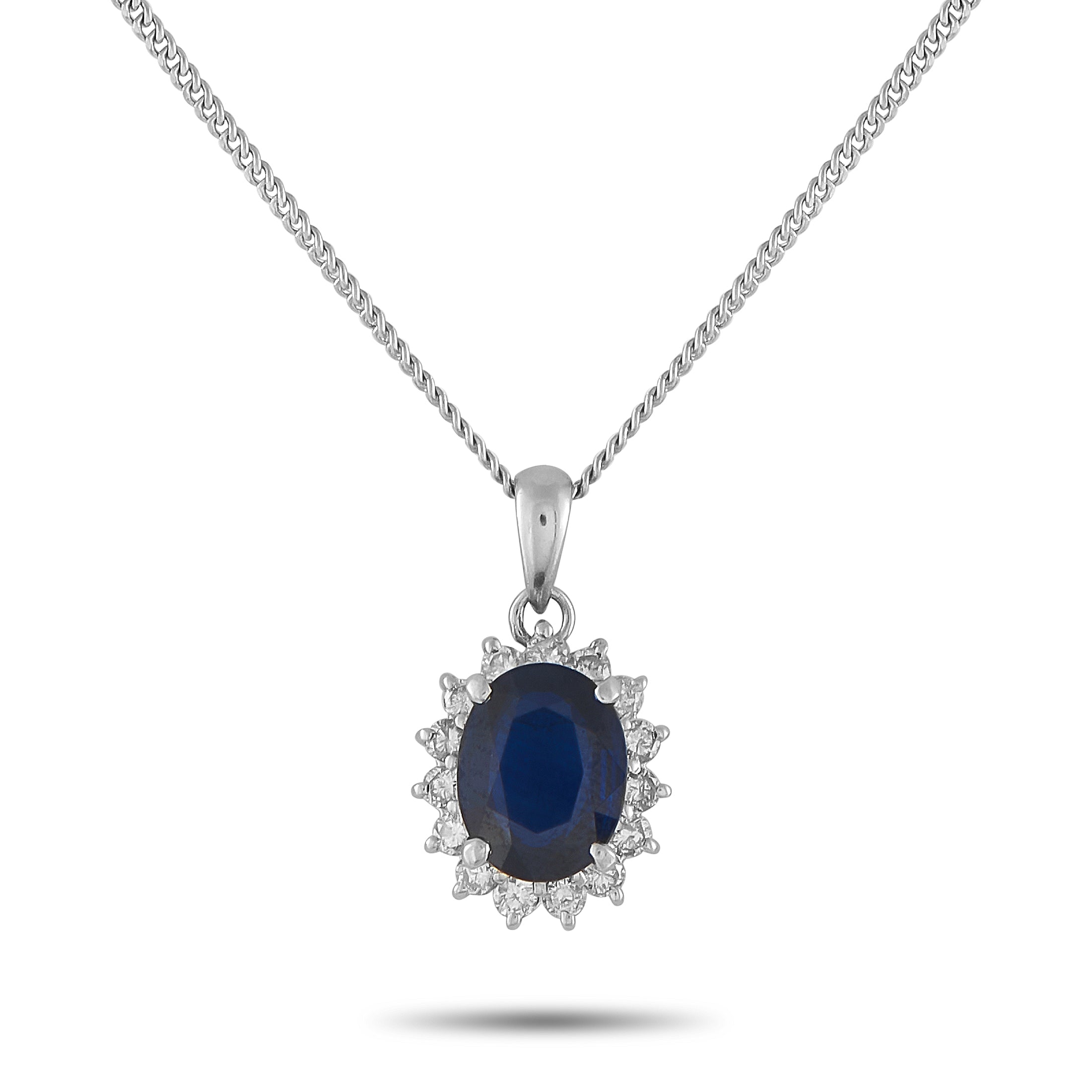 2269 LB Exclusive Platinum 0.37 ct Diamond and 2.34 ct Sapphire Necklace MF26 061625